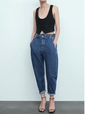 ZARA BAGGY PAPERBAG JEANS Size 4 (S)